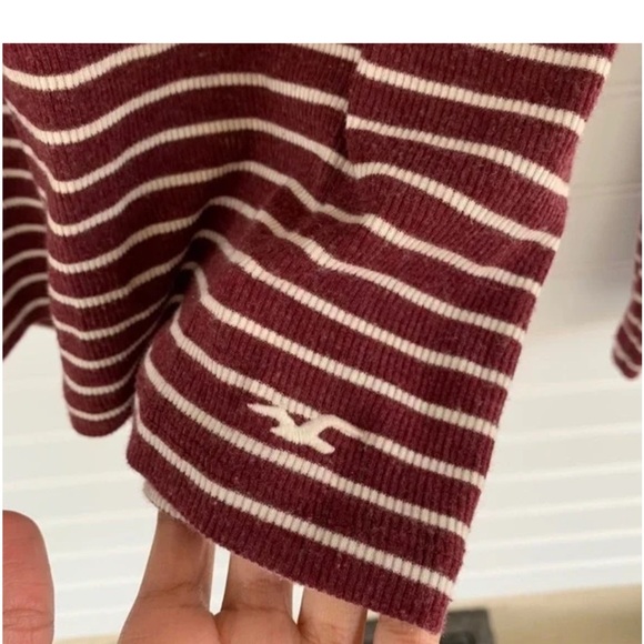 Hollister Red Fitted Ribbed Long Sleeve Tee - Picture 3 of 3